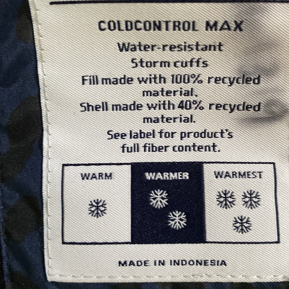 Gap cold control max puffer jacket navy leopard girl medium - Picture 4 of 7